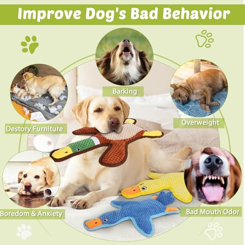 Dog Toys 3 Pack Cute Duck Shapes Puppy Toys No (Multicolor)