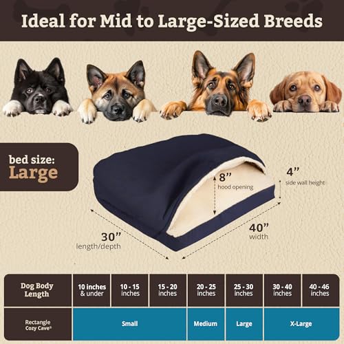 Rectangle Cozy Cave Dog Bed (Navy / Large)