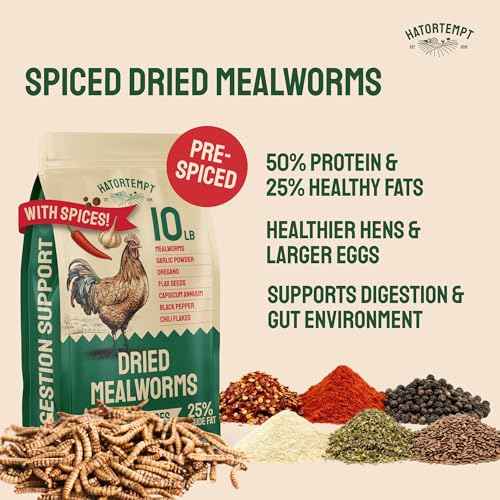 10lb Dried Mealworms with Digestive Spice Mix for Chickens (10 Pound (Pack of 1))