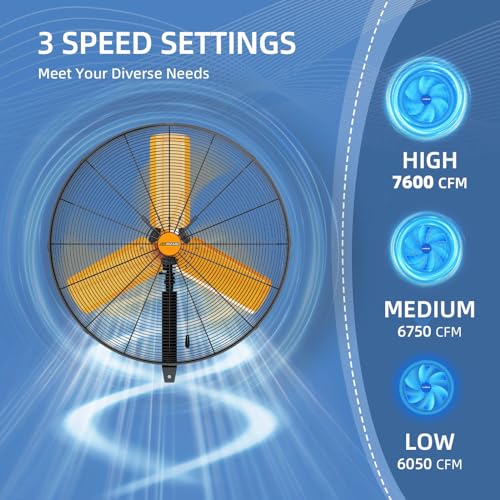 24 inch Oscillating High Velocity Wall Mount Fan (24 inch - Indoor)