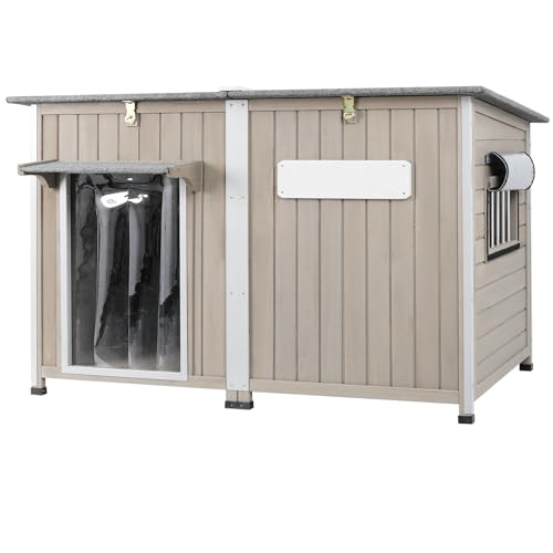 Big Dog House Outdoor Dog Houses for Large Dogs Outside with Adjustable Vent Window (55" L x 33" W x 35" H)