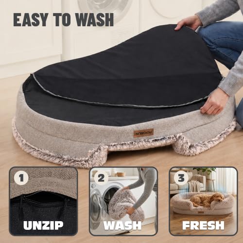 Fluffy Orthopedic Dog Beds Large Sized Dog (Beige / M(36", UP to 50lbs))
