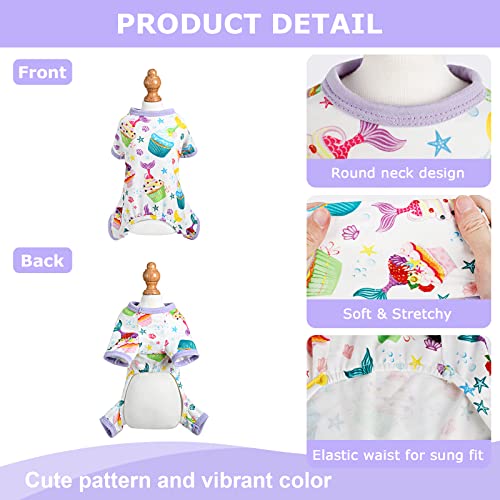 Dog Pajamas Pjs Summer Fall Dog Clothes for Small Dogs Girl (Purple Cake / Large (10-15))