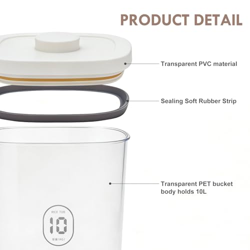 10Lbs 10.57Qt Airtight Dog Cat Food Storage Container and Dog Treat Containers BPA (White-10L-A)