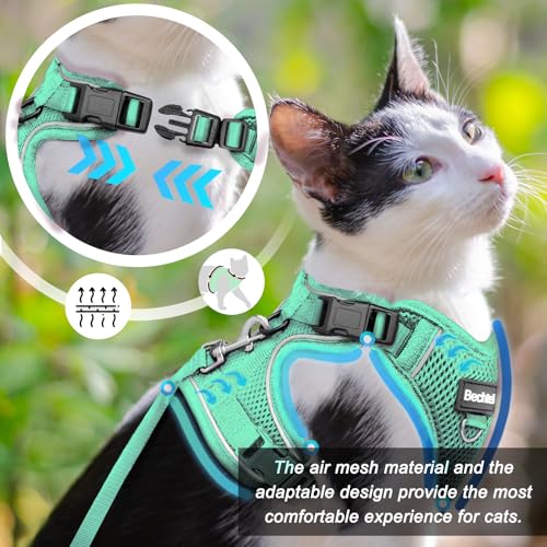 Cat Harness and Leash for Walking (Green / Medium (13-18lb))