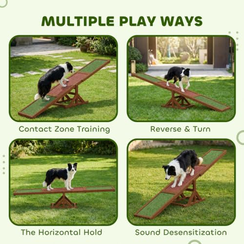 Wooden Dog Agility Seesaw for Training and Exercise (82.7" x 15.7" x 13.8" / Orange)