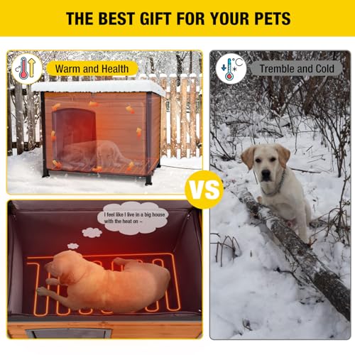 Dog House Outdoor Heated Dog Kennel with Insulated Liner All