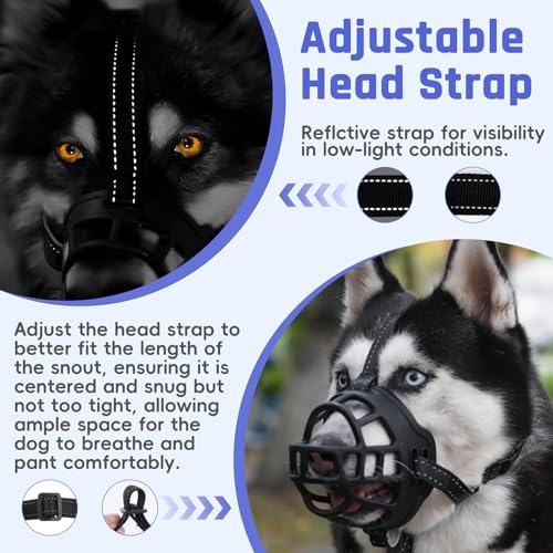 Soft Basket Silicone Muzzle for Small Dog to Prevent Biting (Black / 1 (Snout: 6"-7.5"))