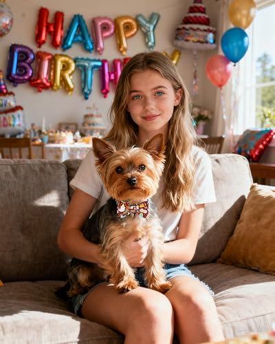 10 Pack Happy Birthday Dog Bowties for Small Dogs Sliding Collar (S/M)