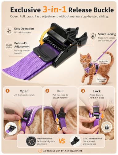 Cat Harness and Leash Set (H600 Pro Purple / X-Small (4-6lb))