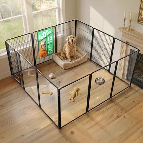 AuraSpace Pro Acrylic & Wire Mesh Indoor Dog Playpen (Black / 40"H)
