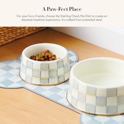 Enamel Pet Dish (Sterling Check / Small)