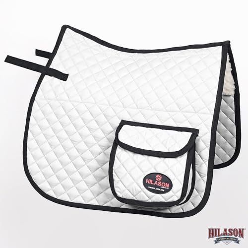 Western Horse Luxury Quilted Saddle Pads with Pockets (White)