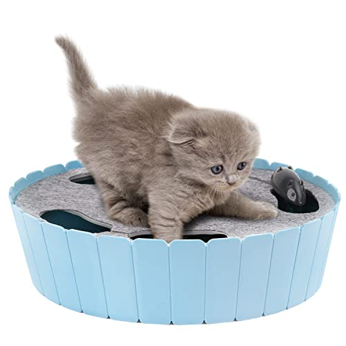 Interactive Cat Toy with Running Mouse (C-Blue)