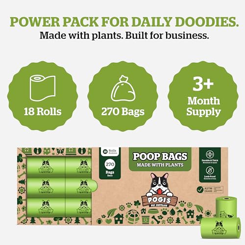 Pogi's Compostable Dog Poop Bags (1 Count (Pack of 270) / Unscented)