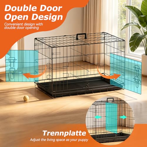 30" Foldable Metal Dog Crate (Black)