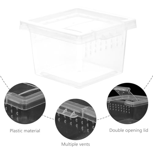 Clear Plastic Insect Feeding Box Small Critter Keeper Portable Mini Terrarium Cage 2.76X2.76X1.77In Ideal for Reptiles Amphibians and Small Animals