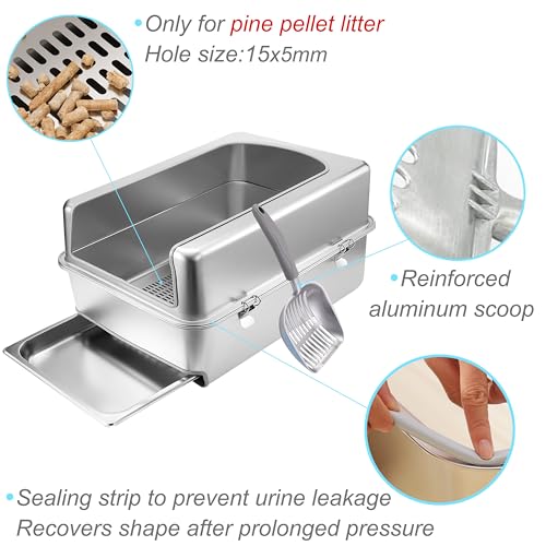 Pull Out Sifting Cat Litter Box with Lid for Pine Pellets (X-Large)