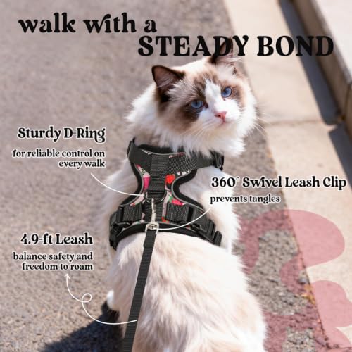 Cat Harness and Leash Set (S / Berry Pounce)