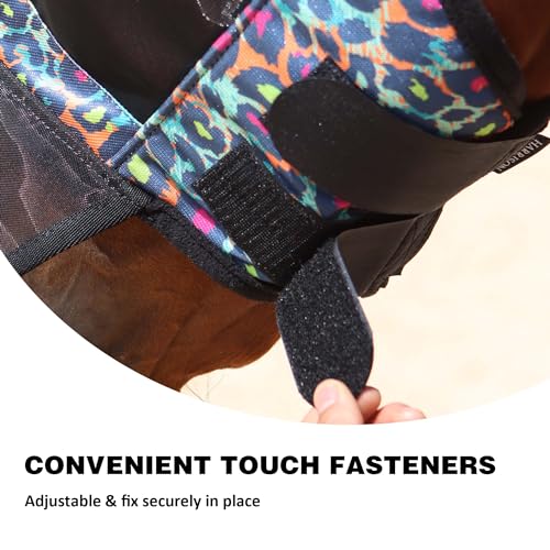 Pro LumiVista Horse Full Face Fly Mask Large Eye Space Long Nose with Ears UV Protection for Horse Iridescent Prints M (Iridescent Prints / M)