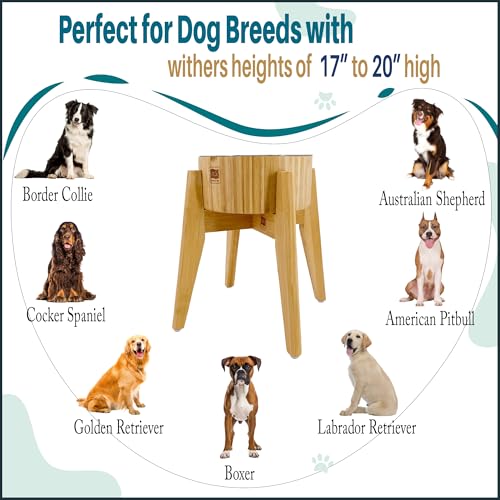 Slow Feeder Dog Bowl for Large Dogs (Height: 12", Slow Feeder Bowl: 8" / Bamboo-SF12)