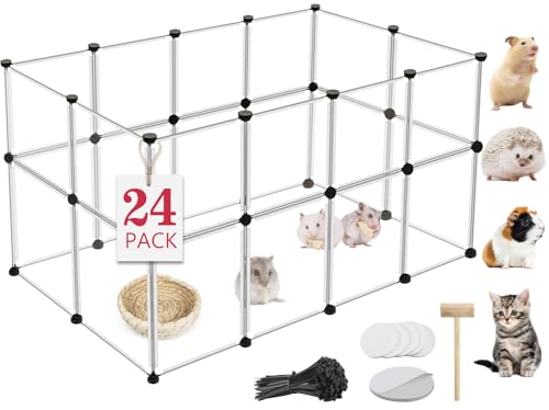 24 Panels Small Animals Playpen (24 Panels - 48"L x 24"W x 28"H / Transparent)