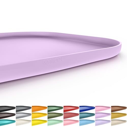 Waterproof Silicone Pet Food Mat with Raised Edge for Dog & Cat (Lavender / 19"L x 12"W)