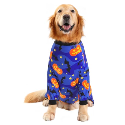 Dog Pajamas One Piece Light Comfy Pjs Pet Costume M (XX-Large / Starry Pumpkins)