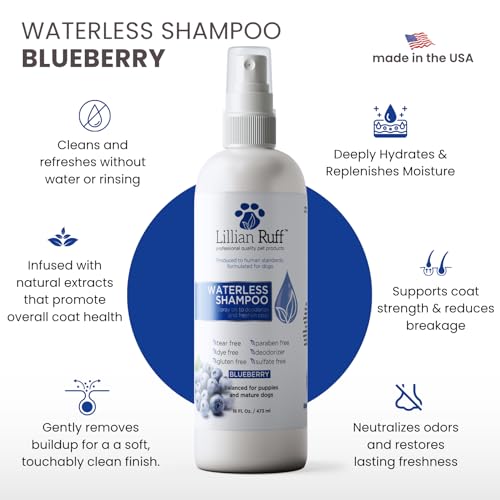 Waterless No Rinse Dog Dry Shampoo Spray with Hydrating Essential Oils