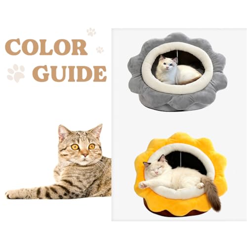 Cat Beds for Indoor Cats (Sunflower Gray / L)