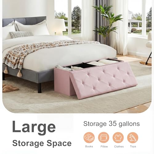 43 Inch Folding Storage Ottoman Bench