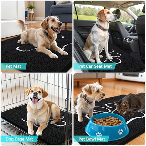 Dog Door Mat for Muddy Paws 47x24 (Black / 47" X 24")