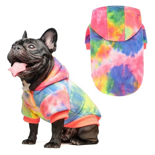 Tie Dye Dog Hoodie Sweaters for Small Medium Size Dogs Girls Boys (Small/Medium / Multi Pink)