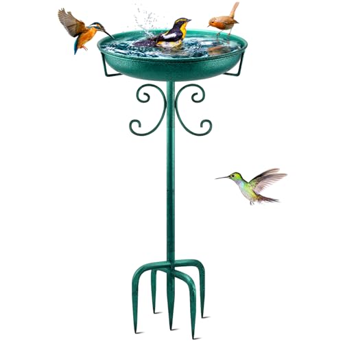 35In Metal Bird Bath for Outside (Green)