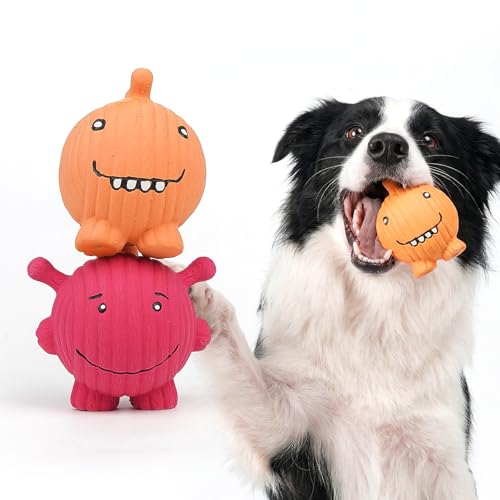 Dog Squeaky Balls Toys Rubber Soft Latex Dog Toys Chewing Squeaky Toy for Puppy Small Medium Pets (smiley face design)