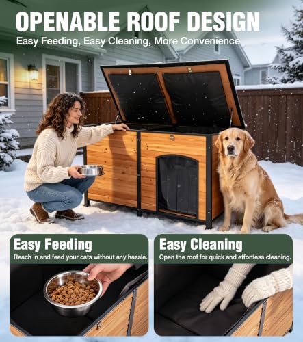 XXL 59" Extra Large Heated Dog House for Outside with Iron Frame