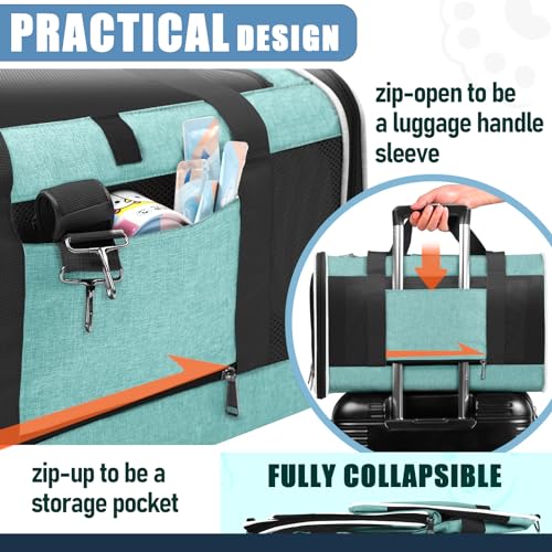 Large Cat Carrier Soft (Turquoise / 18.1"L x 11.8"W x 11.8"H)