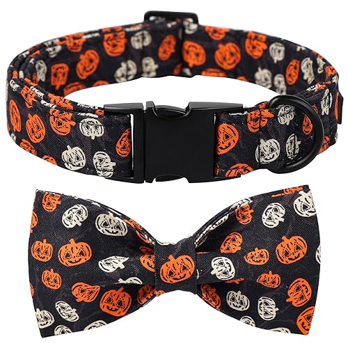 Halloween Dog Bowtie Collar (XX-Small (Pack of 1) / A:Y&W Pumpkin)