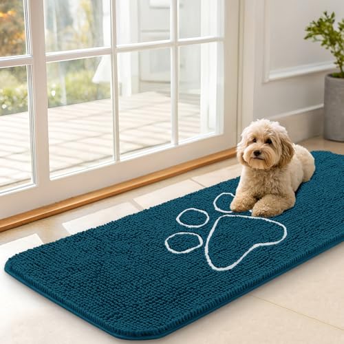 Dog Door Mat for Muddy Paws 47x17 (Atlantic Blue / 47" X 17")