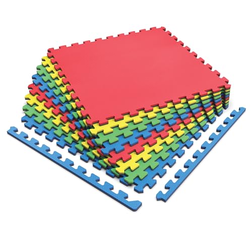Reversible EVA Foam Play Mats (Multi Color / 4 Tiles - 16 Sq. Ft)