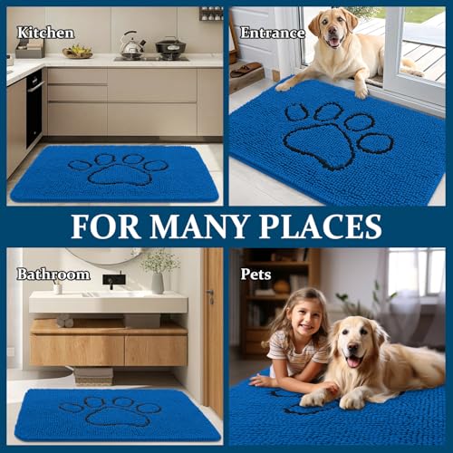 Dog Door Mat for Muddy Paws 30x20 (Deep Navy Blue / 36" X 24")