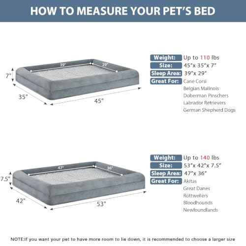 XXL Extra Large Orthopedic for Senior Dog BedComfy Sleeping (Grey / XX-L (45x35x7in))