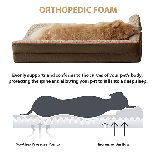 Orthopedic Washable Dog Bed (Beige Coffee / 36.0"l x 27.0"w x 6.5"th)