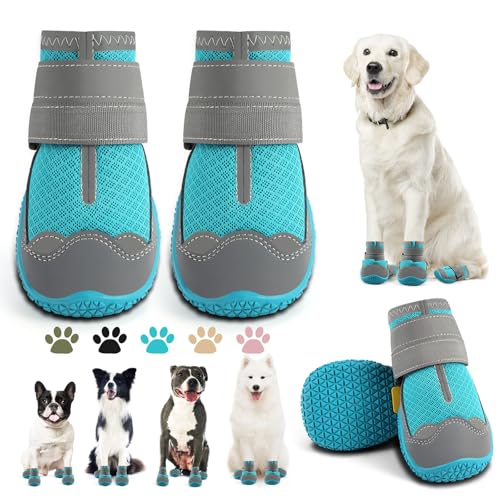 Dog Boots for Large Dogs (Blue / Width 1.37 Inch)