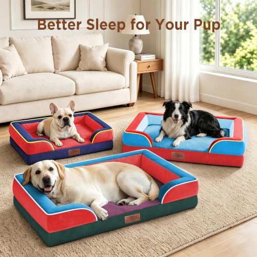 Orthopedic Dog Beds for Large Sized Dog with Bolster (36.0"L x 27.0"W x 8.0"Th / Los Angeles)