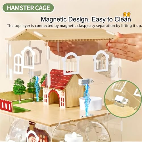 12 in 1 Clear Acrylic Hamster Cage with All Accessories (13.4"L x 10.2"W x 14.6"H / White)