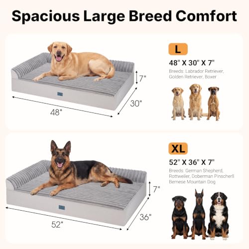 Orthopedic Dog Bed for Senior Dog (Gray / 48"L x 30"W x 7"Th)