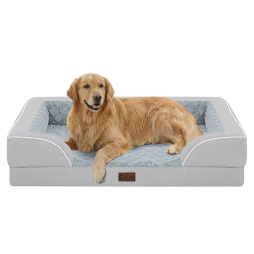 Orthopedic Dog Bed for Extra Large Dogs (Light Grey / 42.0"L x 30.0"W x 8.5"Th)