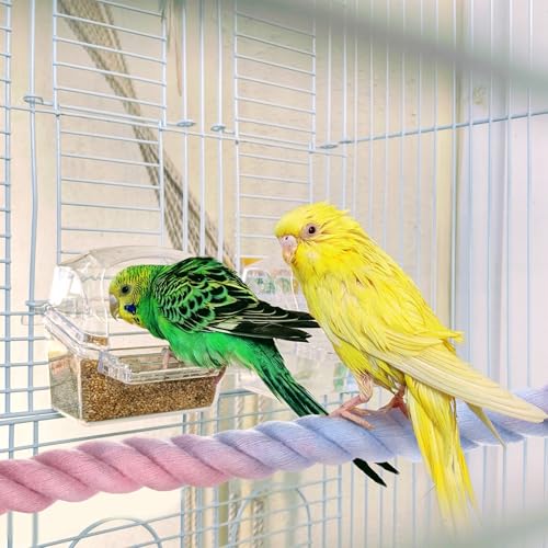 2 Pack Rope Perches for Bird Cages (Pink Blue / 23.6 in)