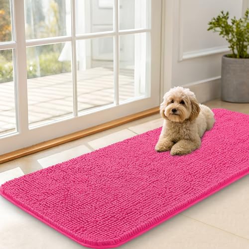 Dog Door Mat for Muddy Paws 47x20 (Hot Pink / 47" X 20")